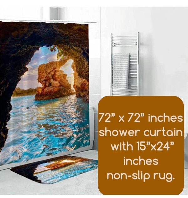 Cortina de polyester 72"x72" y alfombra antideslizante