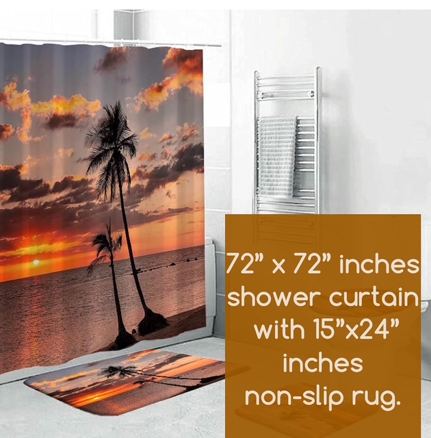 Cortina polyester 72"x72" y alfombra antideslizante