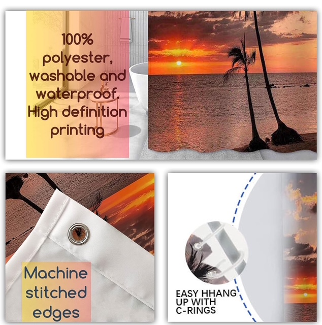 Cortina polyester 72"x72" y alfombra antideslizante